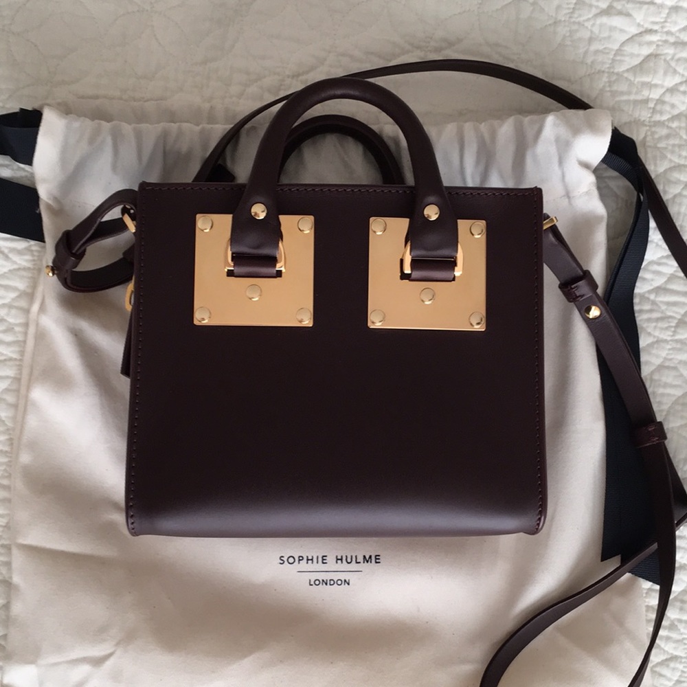 NEW Sophie Hulme ‘Albion’ box mini bag in Oxblood Burgundy, 100% leather